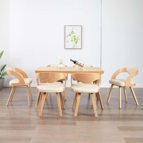 vidaXL Eetkamerstoelen 6 st gebogen hout en kunstleer crème, Huis en Inrichting, Stoelen, Nieuw, Verzenden