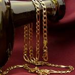 Gouden Figaro schakel ketting | 50 cm (heren ketting), Sieraden, Tassen en Uiterlijk, Kettingen, Ophalen of Verzenden, Gebruikt