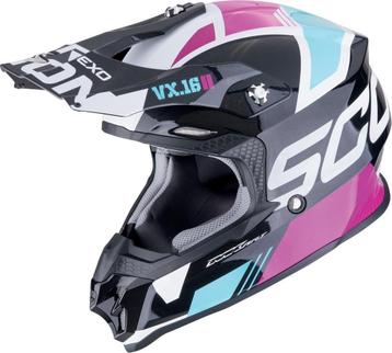 Scorpion VX-16 Evo Air Analog Zwart Roze Crosshelm beschikbaar voor biedingen