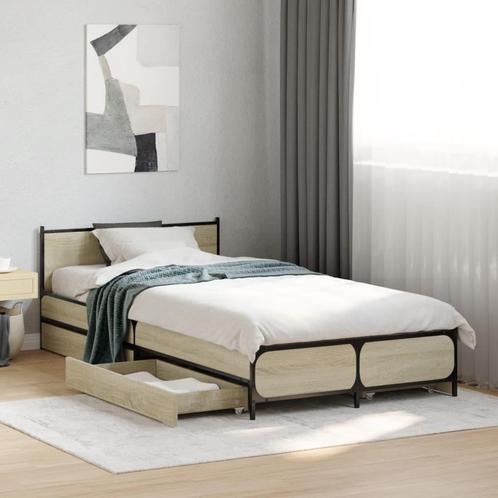 vidaXL Bedframe met lades bewerkt hout sonoma eikenkleurig, Huis en Inrichting, Slaapkamer | Bedden, Bruin, Nieuw, Hout, Verzenden