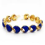 1.30 Carat Diamond and Blue Enamel Bracelet Armband - Geel