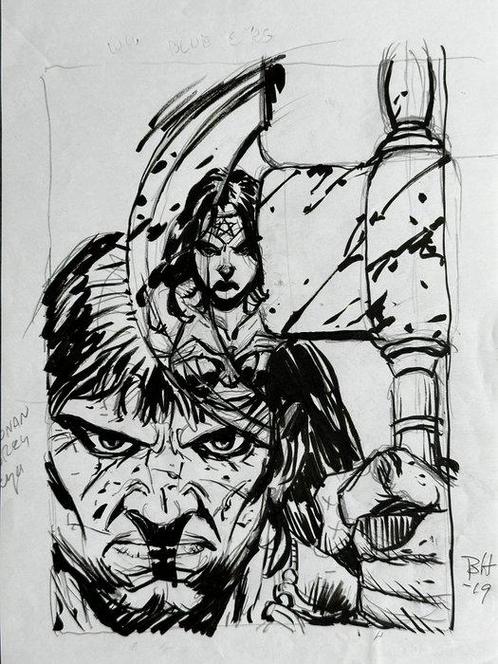 Bo Hampton - 1 Original drawing - Conan the Barbarian, Boeken, Stripboeken