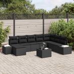 vidaXL Tuin Sofa Set met kussen met opslag 8 pcs Zwart poly, Verzenden, Nieuw, Rotan