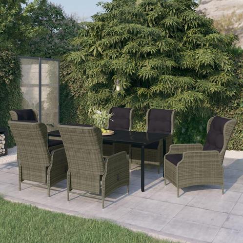 vidaXL 7-delige Tuinset bruin, Tuin en Terras, Tuinsets en Loungesets, Tuinset, Nieuw, 6 zitplaatsen, Rotan, Verzenden