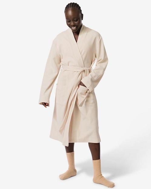 HEMA Damesbadjas wafel beige beige, Kleding | Dames, Ondergoed en Lingerie, Verzenden