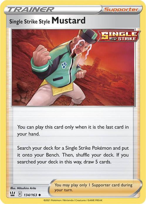 Single Strike Style Mustard 134/163 Battle Styles, Hobby en Vrije tijd, Verzamelkaartspellen | Pokémon, Losse kaart, Nieuw, Foil