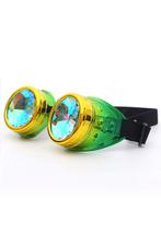Goggles Steampunk Bril Geel Groen Montuur Caleidoscoop Glaze, Ophalen of Verzenden, Nieuw, Overige maten, Carnaval