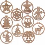Ruhhy Houten kerstballen - Bruin/Beige - 10 stuks, Diversen, Kerst, Ophalen of Verzenden, Nieuw