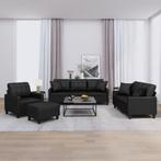vidaXL 4-delige Loungeset met kussens kunstleer zwart, Huis en Inrichting, Banken | Bankstellen, Verzenden, 150 tot 200 cm, Nieuw