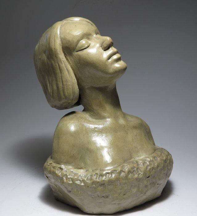 sculptuur, Art Nouveau Bust - 22.5 cm - Terracotta - 1920, Antiek en Kunst, Antiek | Glas en Kristal