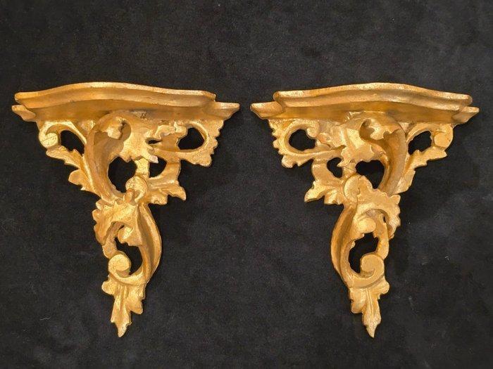 Wandrek (2) - Hout - Paar gouden houten planken, Antiek en Kunst, Antiek | Overige Antiek