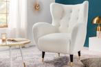 Retro Design Fauteuil DON Wit Bouclé Innerspring Gouden Neus, Huis en Inrichting, Stoelen, Ophalen of Verzenden, Nieuw