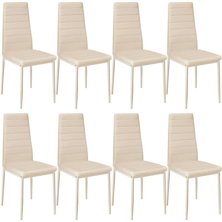 Eetkamerstoelen, kunstleer - beige, Set van 8, Huis en Inrichting, Stoelen, Verzenden