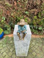 Bronzen vissende jongen - Waterornament - Vijver, Verzenden, Nieuw, Gietijzer, Waterornament