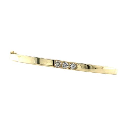 Gouden bangle met diamant 14 karaat, Sieraden, Tassen en Uiterlijk, Armbanden, Wit, Zo goed als nieuw, Goud, Verzenden