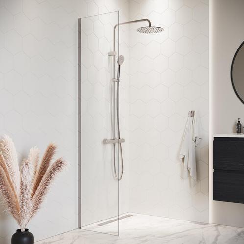 Douchewand Florida 40 x 200 cm Chroom – Inloopdouche 8 mm, Doe-het-zelf en Verbouw, Sanitair, Nieuw, Douche, Verzenden