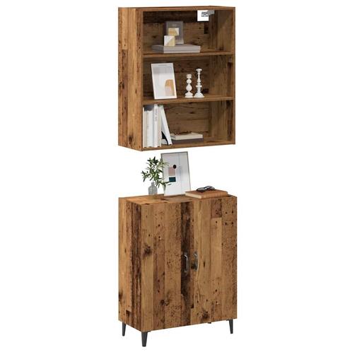 vidaXL Dressoir met wandkast bewerkt hout oud houtkleurig, Huis en Inrichting, Kasten | Dressoirs, 50 tot 75 cm, Nieuw, Minder dan 50 cm