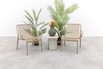 VDG Stripe/Velora loungestoelen set (3-delig) - Taupe/Cream, Tuin en Terras, Tuinsets en Loungesets, Verzenden, Nieuw, Kunststof