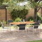 vidaXL 7-delige tuinset van massief teak en roestvrij staal, Tuin en Terras, Verzenden, Nieuw, Hout, Tuinset