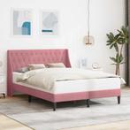 vidaXL Bedframe met hoofdeinde Roze 140 x 200 cm Fluweel, Huis en Inrichting, Slaapkamer | Bedden, Verzenden, Nieuw, Stof