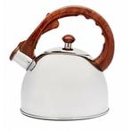 Florina Jasper fluitketel RVS zilver / bruin 2.5 Liter - ook, Ophalen of Verzenden, Nieuw