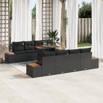 vidaXL 9-delige tuinset met kussens in zwart poly rattan, Tuin en Terras, Tuinsets en Loungesets, Verzenden, Nieuw, Rotan, Tuinset