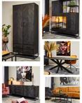 Complete woonkamer Chico zwart mango-visgraad