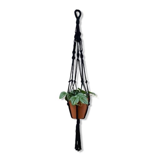 Plantenhanger Spiral Zwart - Katoen - Macramé -, Huis en Inrichting, Woonaccessoires | Overige, Nieuw, Ophalen of Verzenden