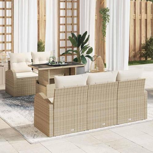 vidaXL Tuin Sofa Set met kussen 6 pcs Beige 100 x 55 x 73 cm, Tuin en Terras, Tuinsets en Loungesets, Nieuw, Rotan, Verzenden