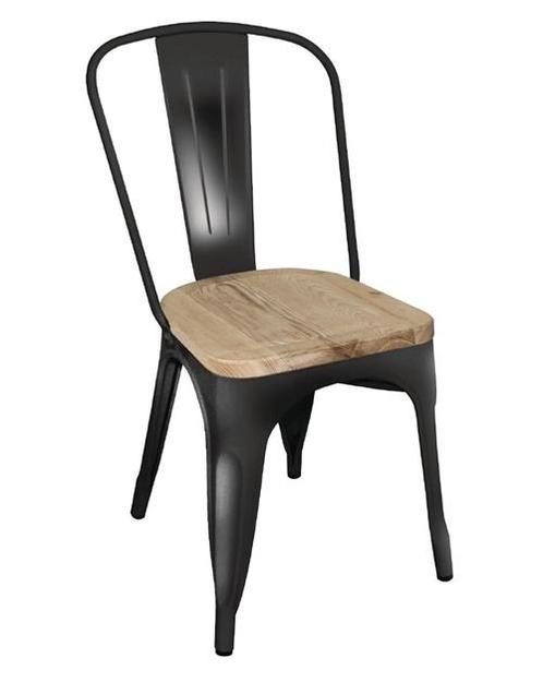 Bistro stalen Stoel met Houten Zitting | Zwart | 85.5(h)x..., Zakelijke goederen, Horeca | Keukenapparatuur, Verzenden