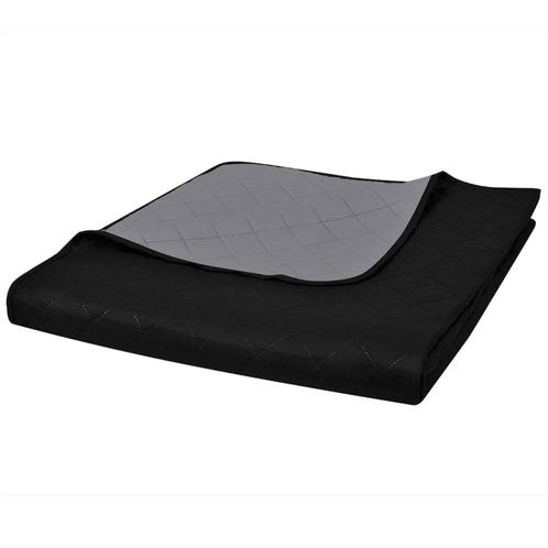 vidaXL Bedsprei gewatteerd dubbelzijdig 220x240 cm, Huis en Inrichting, Slaapkamer | Beddengoed, Zwart, Nieuw, Verzenden