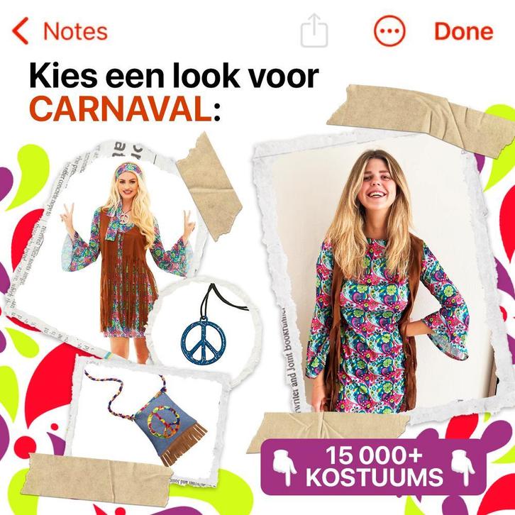 Carnavalskleding Dames | Hippie kostuum compleet, Kleding | Dames, Carnavalskleding en Feestkleding, Carnaval, Maat 42/44 (L)