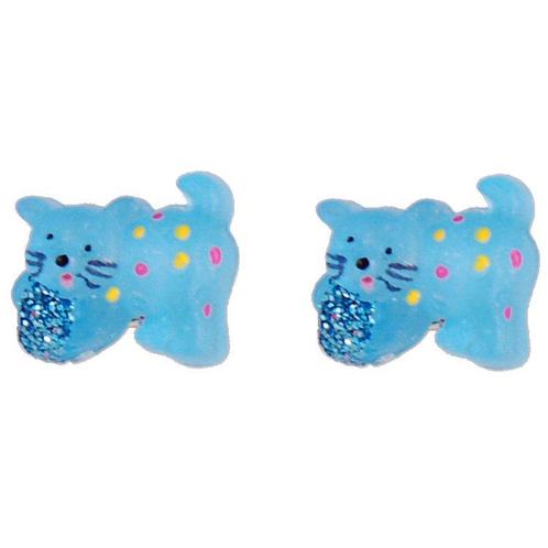 Kinderoorbelletjes poesjes blauw NIEUW, Sieraden, Tassen en Uiterlijk, Oorbellen, Blauw, Nieuw, Ophalen of Verzenden