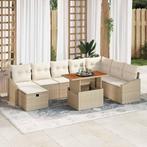 vidaXL Tuin Sofa Set 9 pcs Beige poly rattan, Tuin en Terras, Tuinsets en Loungesets, Verzenden, Nieuw