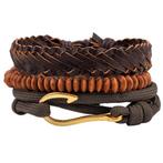 Fako Bijoux® - Armband - Leder - Set Vintage - Haak, Verzenden, Nieuw