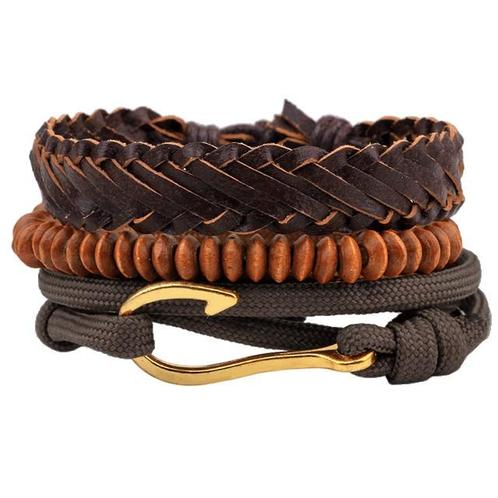 Fako Bijoux® - Armband - Leder - Set Vintage - Haak, Sieraden, Tassen en Uiterlijk, Armbanden, Verzenden