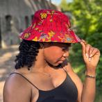 Bucket hat / Vissershoedje met Afrikaanse print - Donkerrood, Kleding | Heren, Ophalen of Verzenden, Nieuw