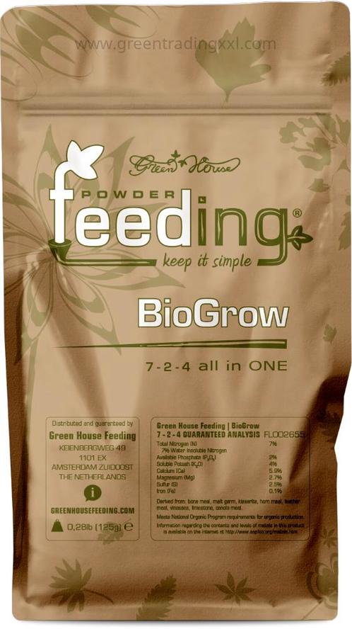 Green House Feeding BioGrow 125 gr - Biologische, Tuin en Terras, Plantenvoeding, Nieuw, Ophalen of Verzenden
