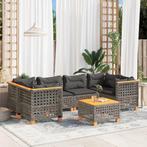 vidaXL 7-delige Loungeset met kussens poly rattan grijs, Tuin en Terras, Tuinsets en Loungesets, Verzenden, Nieuw, Rotan, Loungeset