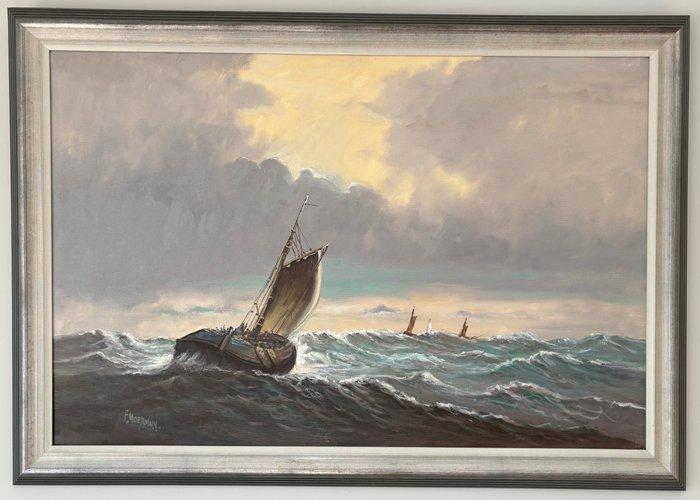 JH Moerman (1943-2007) - Barche in mare aperto, Antiek en Kunst, Kunst | Schilderijen | Klassiek