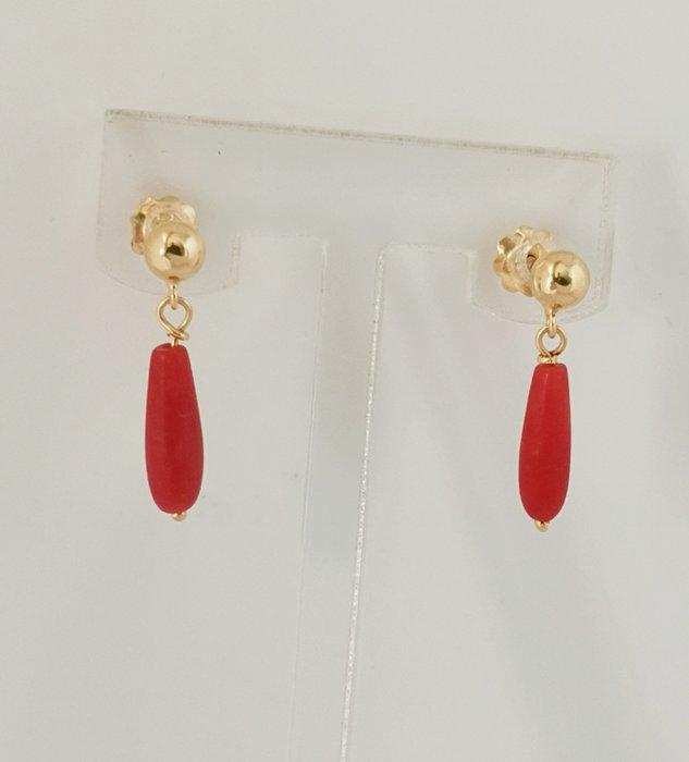 Zonder minimumprijs - Oorbellen - 18 karaat Geel goud Koraal, Sieraden, Tassen en Uiterlijk, Oorbellen