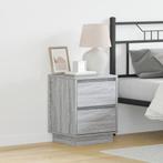 vidaXL Nachtkastje met LED-verlichting Grijs Sonoma, Minder dan 45 cm, Verzenden, Nieuw, Minder dan 55 cm