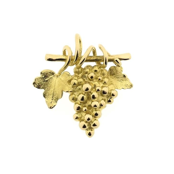 Gouden broche van een tros druiven., Sieraden, Tassen en Uiterlijk, Broches, Overige kleuren, Gebruikt, Goud, Ophalen of Verzenden