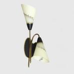 Vintage wandlamp - jaren 50, messing, glas | 01342, Huis en Inrichting, Lampen | Wandlampen, Gebruikt, Glas