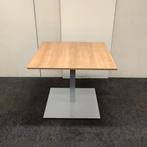 Vierkante tafel 90x90 cm, havanna blad - grijs metalen poot, Gebruikt, Ophalen of Verzenden, Bureau