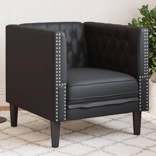 vidaXL Fauteuil Chesterfield-stijl kunstleer zwart, Huis en Inrichting, Banken | Bankstellen, Nieuw, Leer, Eenpersoons, Verzenden