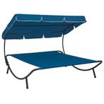 vidaXL Loungebed met luifel blauw, Verzenden, Nieuw