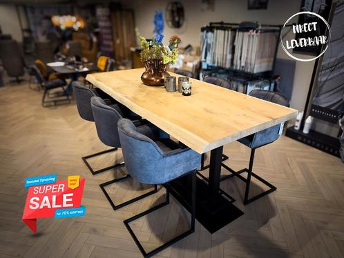 ***SALE*** Bartafel Eiken 240cm + 6 barkrukken compleet, Huis en Inrichting, Tafels | Eettafels, Verzenden