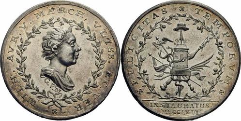 Nederland Wilhelm V Oranien Medaille 1766 van Moelingen G..., Postzegels en Munten, Penningen en Medailles, Verzenden