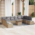 vidaXL Tuin Sofa Set met kussen 11 pcs Beige Poly riet, Verzenden, Nieuw, Rotan